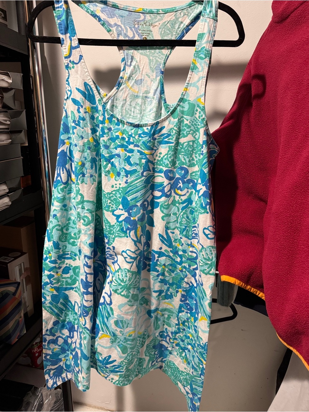 Lilly Pulitzer Blue & Teal Floral Racerback dress!!!! Large